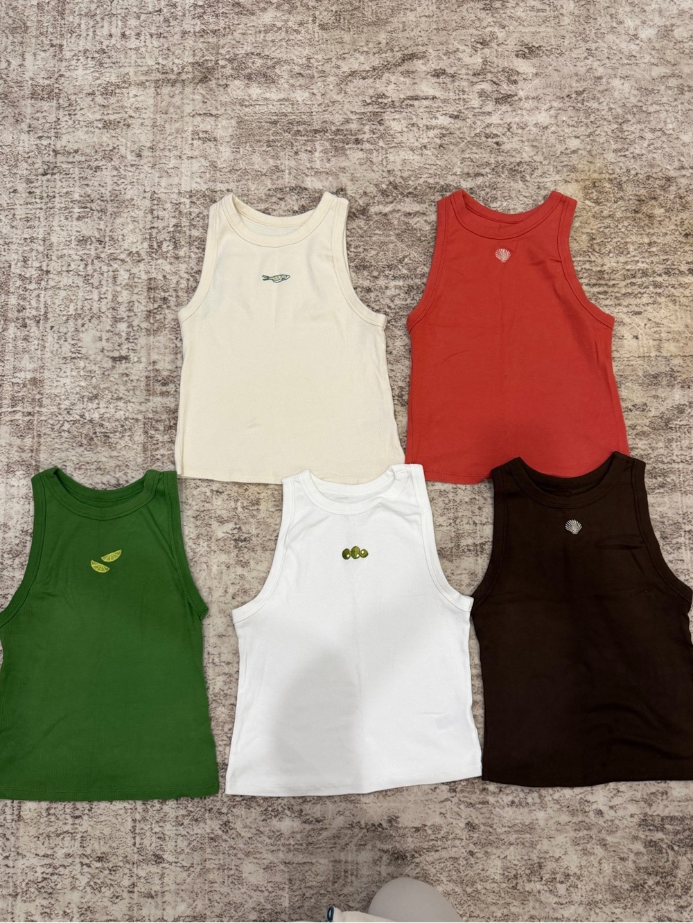 a new day Kids Tank Top Set - Cream, Red, Green, White, Brown